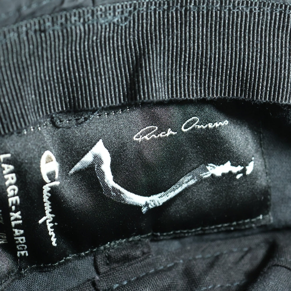 Rick Owens(リックオウエンス) ×Champion チャンピオン 刺繍ロゴ ナイロンバケットハット 帽子 ブラック CM01B5633-CHNY