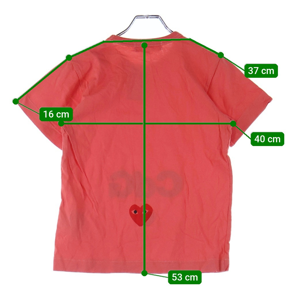 PLAY COMME des GARCONS(プレイコムデギャルソン) フロントロゴ ハートロゴ刺繍 クルーネックTシャツ 半袖カットソー レディース レッド AE-T101