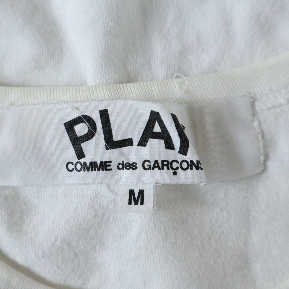 PLAY COMME des GARCONS(プレイコムデギャルソン) フロントプリント ハートロゴ刺繍 クルーネックTシャツ 半袖カットソー レディース ホワイト AZ-T102