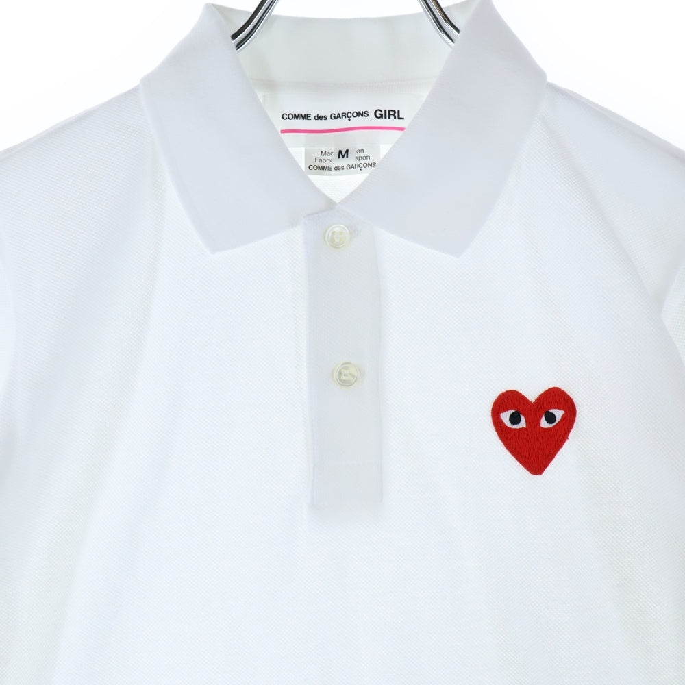 COMME DES GARCONS GIRL(コムデギャルソンガール) コットン ハートロゴ刺繍 半袖ポロシャツワンピース レディース ホワイト NY-T301