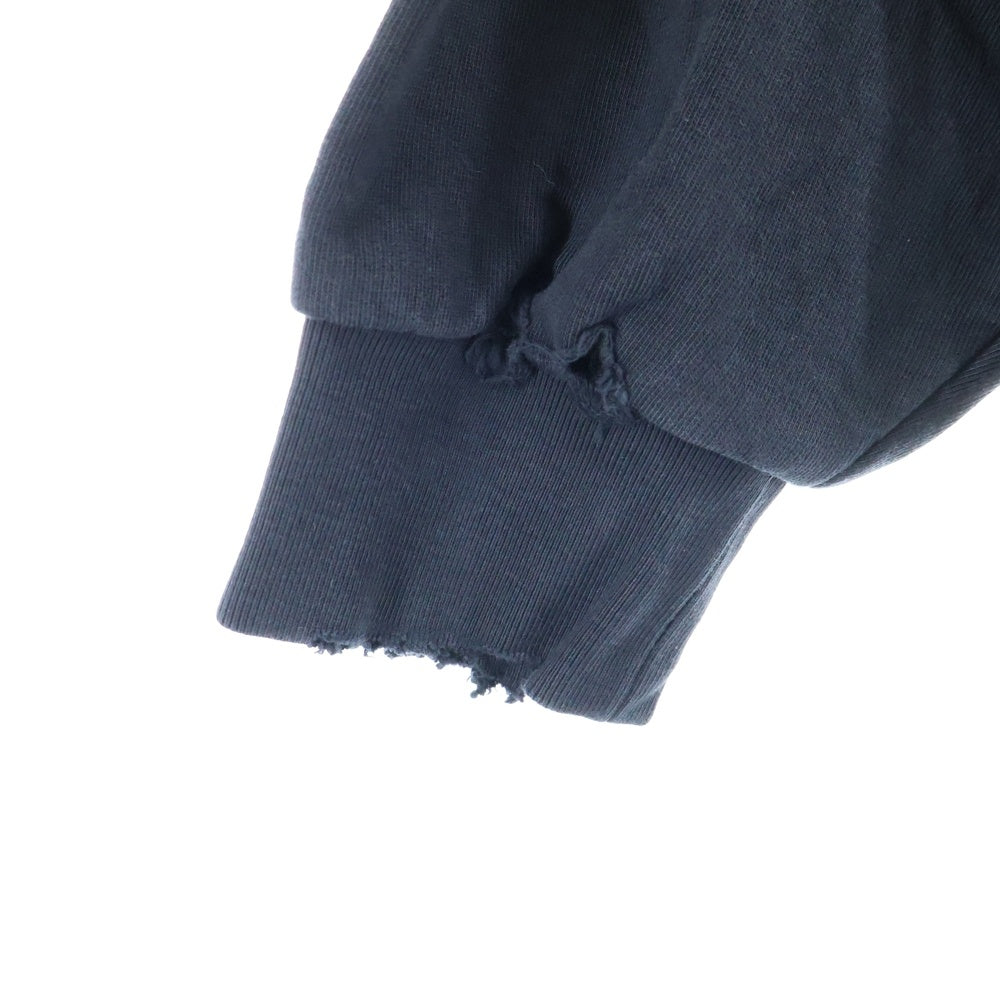 RAF SIMONS(ラフシモンズ) 22SS DESTROYED SWEATSHIRT デストロイ ダメージ加工長袖スウェットトレーナー ブラック 221-M168