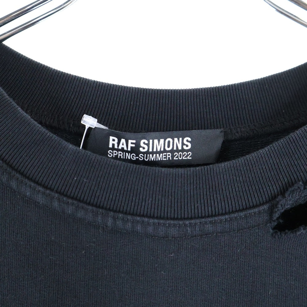 RAF SIMONS(ラフシモンズ) 22SS DESTROYED SWEATSHIRT デストロイ ダメージ加工長袖スウェットトレーナー ブラック 221-M168