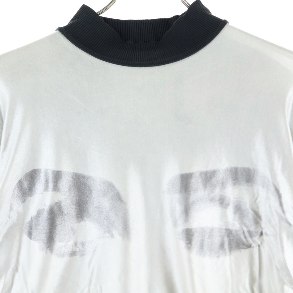 Jean Paul GAULTIER(ジャンポールゴルチエ) Madonna Eyes マドンナ フロントデザイン モックネック ロングスリーブカットソー ホワイト/ブラック