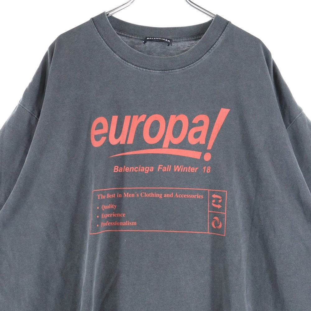 BALENCIAGA(バレンシアガ) 18AW Europa Print OverSize Tee ヨーロッパ プリント オーバーサイズ 半袖Tシャツ チャコールグレー 535717 TAV04
