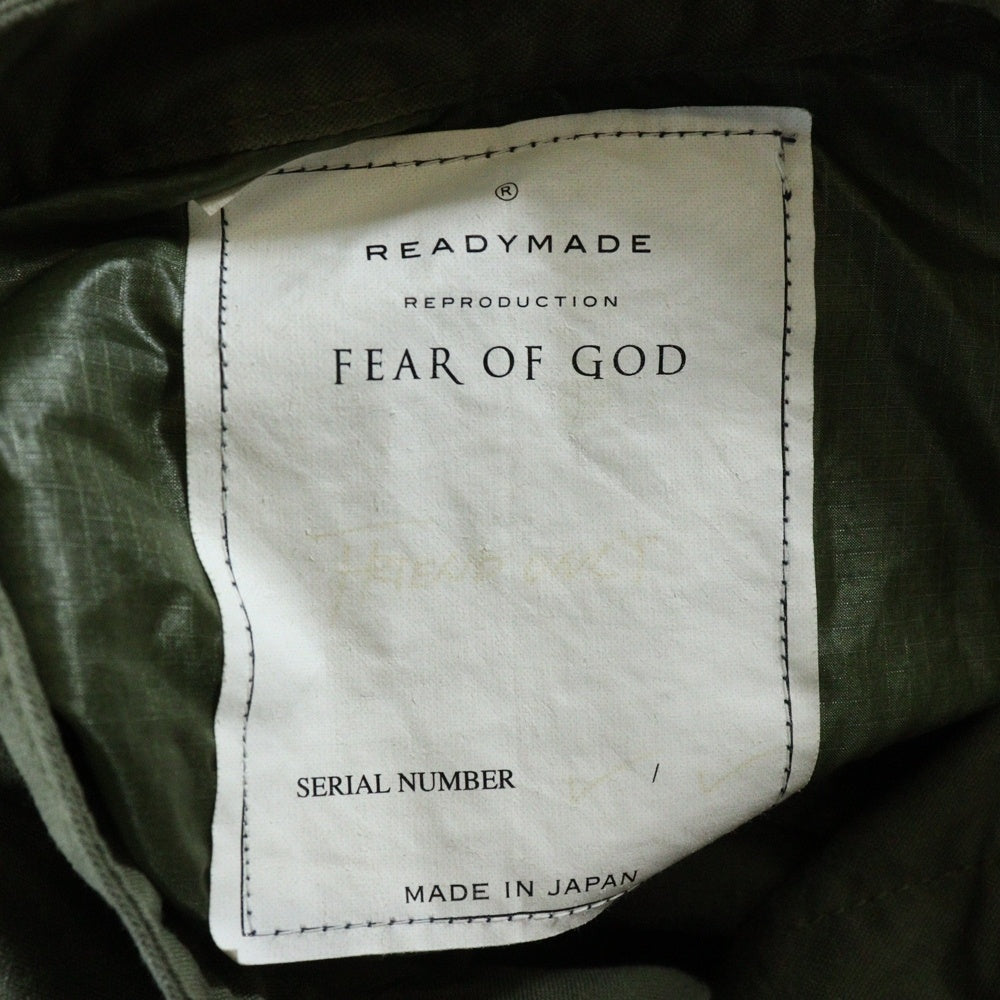 READY MADE(レディメイド) 16AW ×FEAR OF GOD Mandarin Collar Studio Shirt フィアオブゴッド マンダリンカラースタジオシャツ ミリタリージャケット ノーカラーシャツ サイドジップ