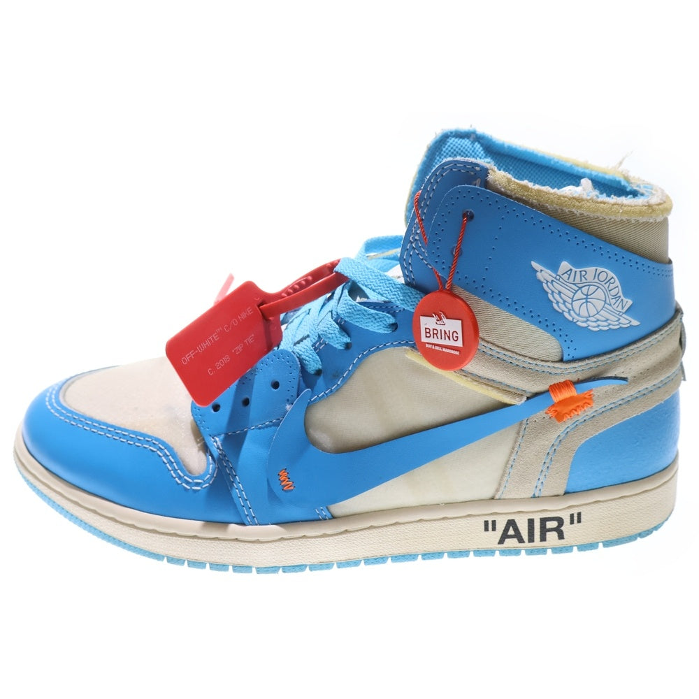 NIKE(ナイキ) ×OFF‐WHITE AIR JORDAN 1 HIGH UNC WHITE/DARK POWDER オフホワイト エアジョーダン1 パウダーブルー ハイカットスニーカー US10.5/28.5cm AQ0818-148