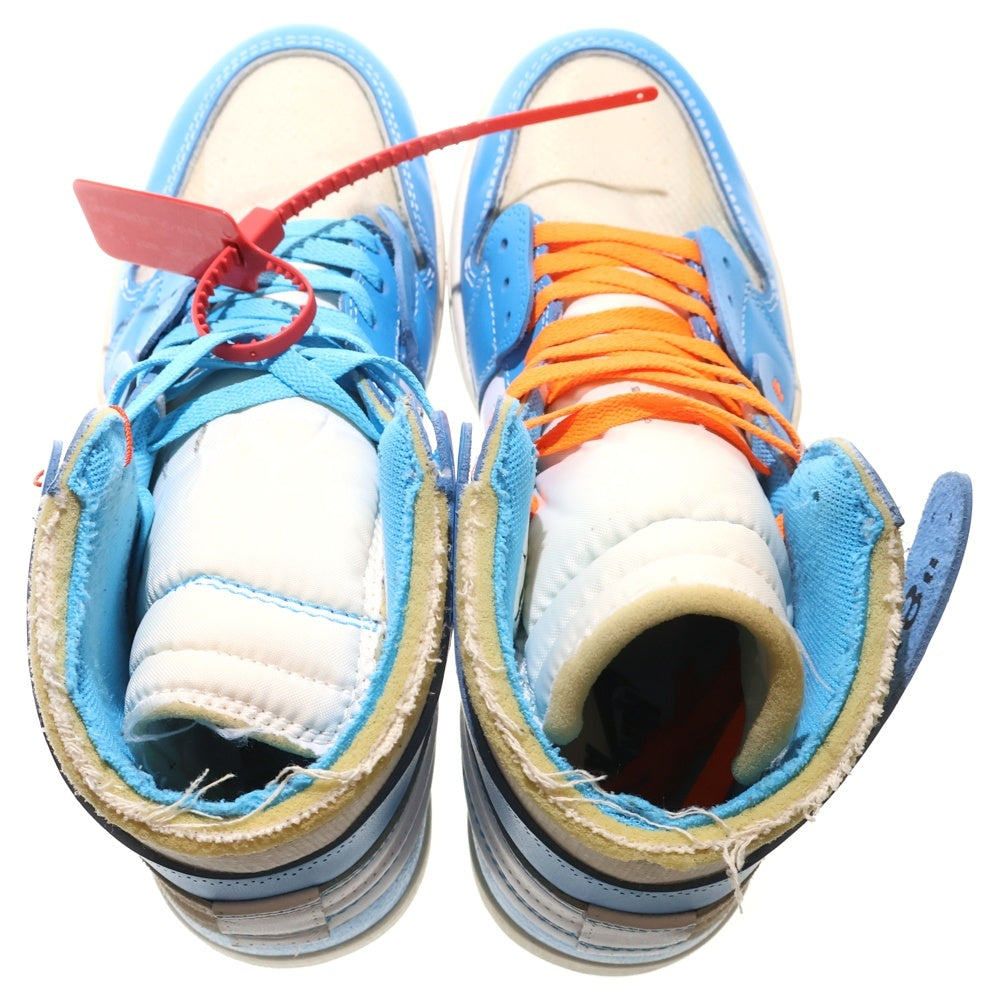 NIKE(ナイキ) ×OFF‐WHITE AIR JORDAN 1 HIGH UNC WHITE/DARK POWDER オフホワイト エアジョーダン1 パウダーブルー ハイカットスニーカー US10.5/28.5cm AQ0818-148
