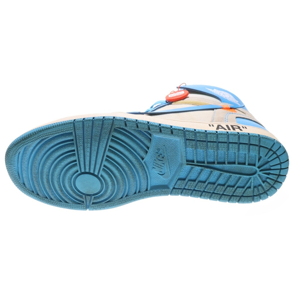 NIKE(ナイキ) ×OFF‐WHITE AIR JORDAN 1 HIGH UNC WHITE/DARK POWDER オフホワイト エアジョーダン1 パウダーブルー ハイカットスニーカー US10.5/28.5cm AQ0818-148