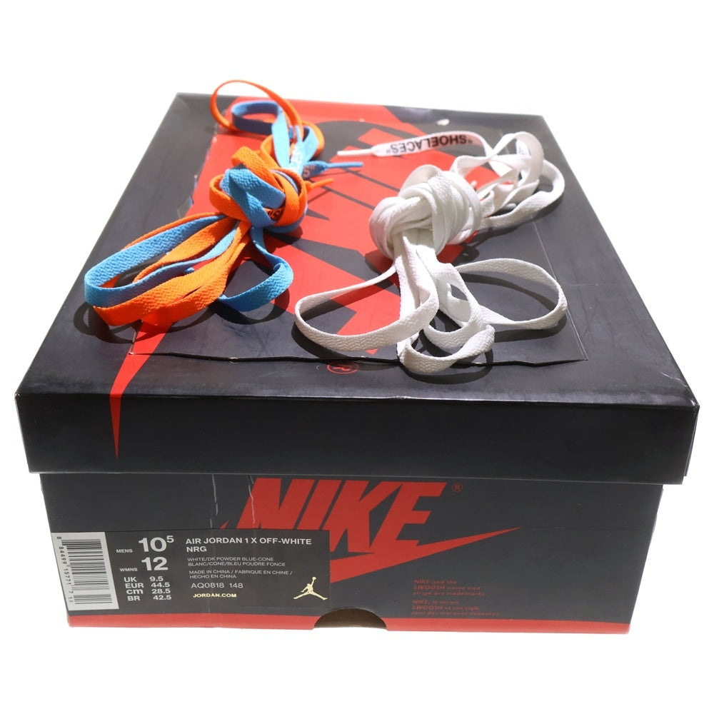 NIKE(ナイキ) ×OFF‐WHITE AIR JORDAN 1 HIGH UNC WHITE/DARK POWDER オフホワイト エアジョーダン1 パウダーブルー ハイカットスニーカー US10.5/28.5cm AQ0818-148