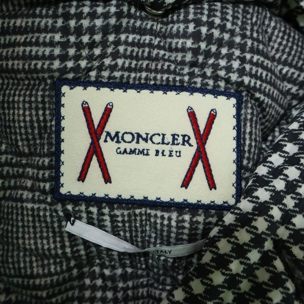 MONCLER(モンクレール) GAMME BLEU CAPPOTTO Houndstooth 千鳥格子 カッポット ダウンコート ホワイト 12393170031