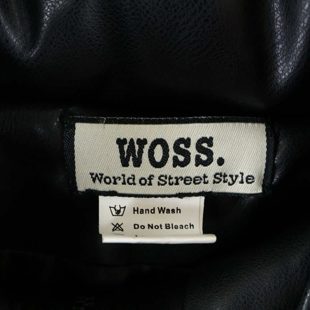 NO BRAND(ノーブランド) WOSS world of street style 中綿 アウター ジャケット フェイクレザー ブラック