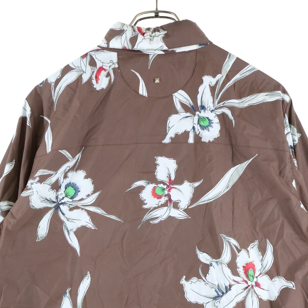 VALENTINO(ヴァレンティノ) Floral フローラル総柄 ナイロンジャケット ブラウン