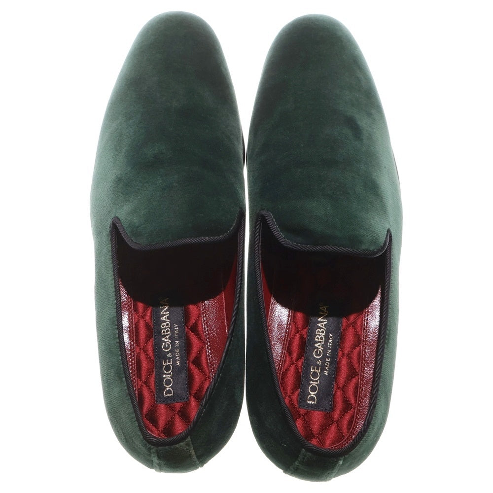 DOLCE & GABBANA(ドルチェアンドガッバーナ) ベルベット調 ラウンドトゥ スリッポン グリーン