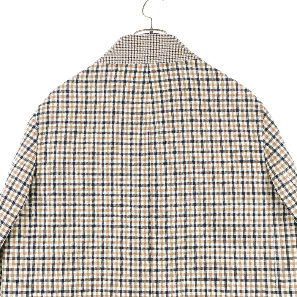 VALENTINO(ヴァレンティノ) チェック総柄 ウール ロングコート ホワイト/ブラウン