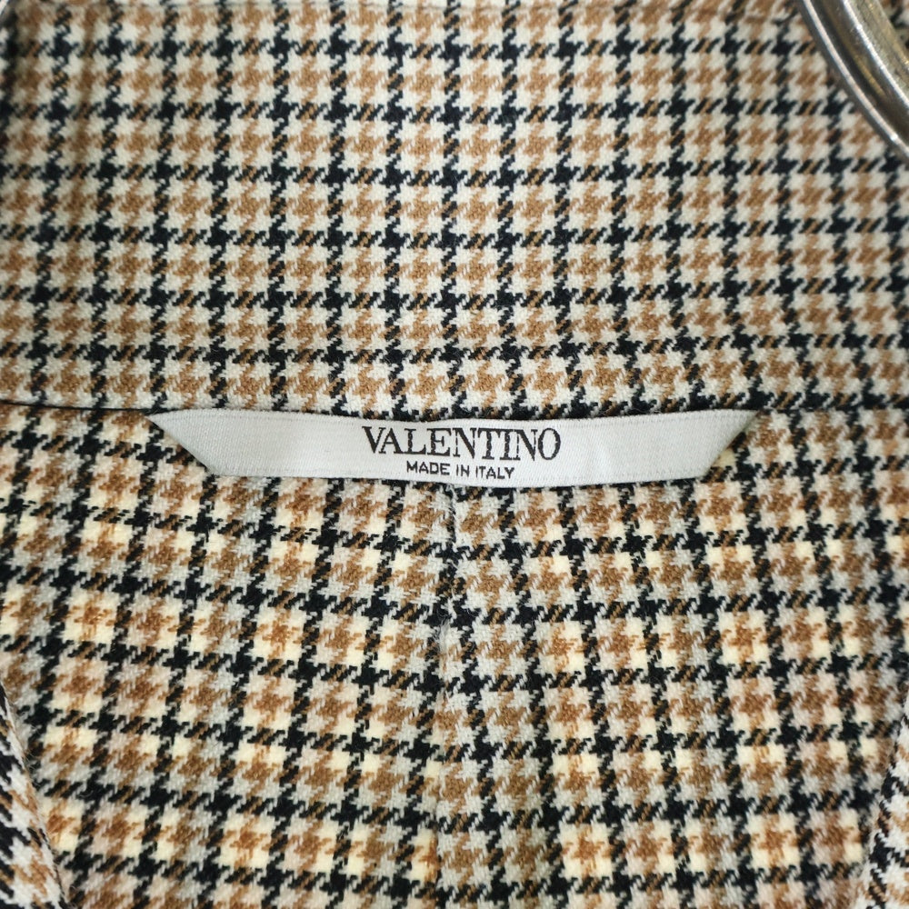 VALENTINO(ヴァレンティノ) チェック総柄 ウール ロングコート ホワイト/ブラウン