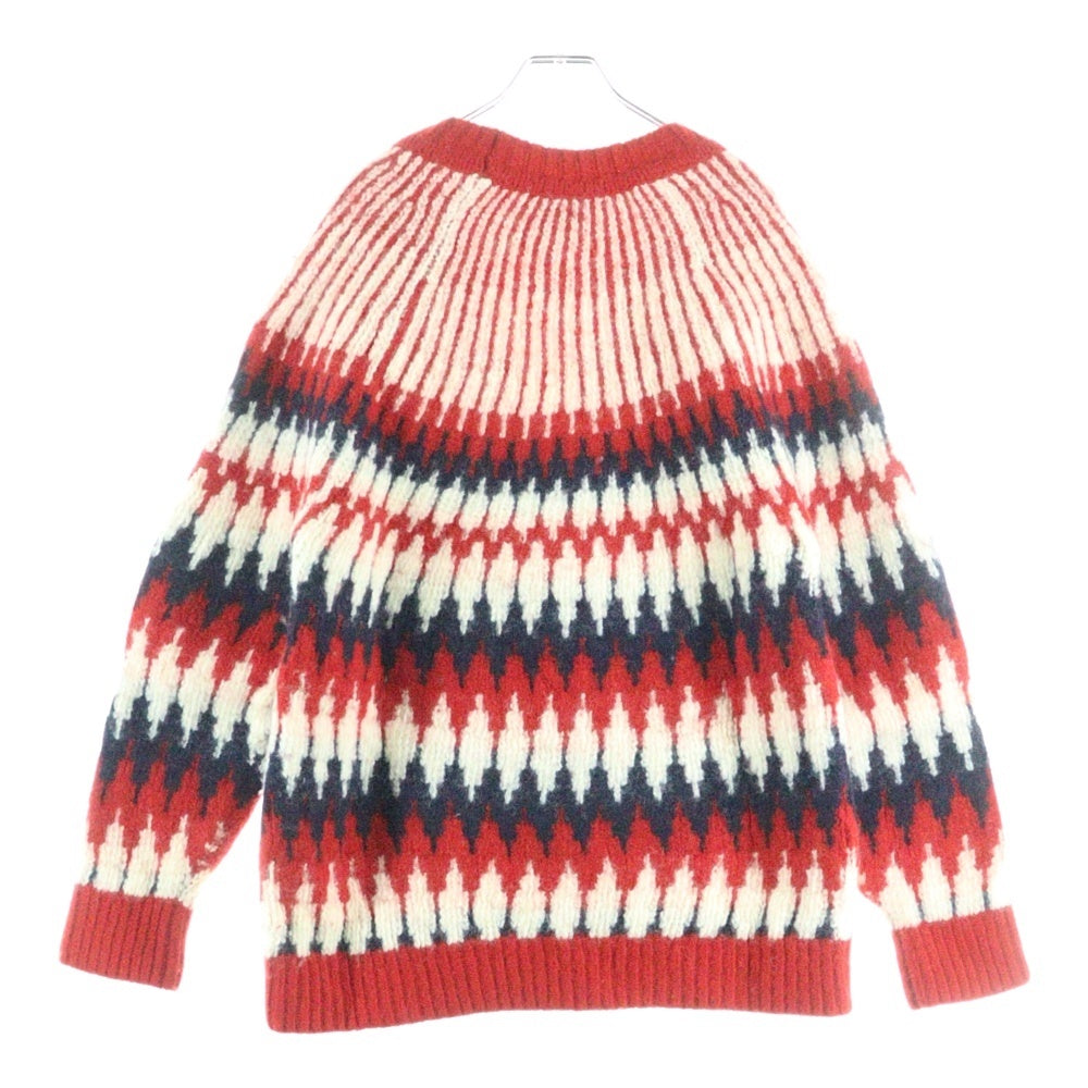 GUCCI(グッチ) Jacquard Thick Wool Knitted Cardigan ジグザグ ウール ニット カーディガン レッド 633825 XKBIZ 9118