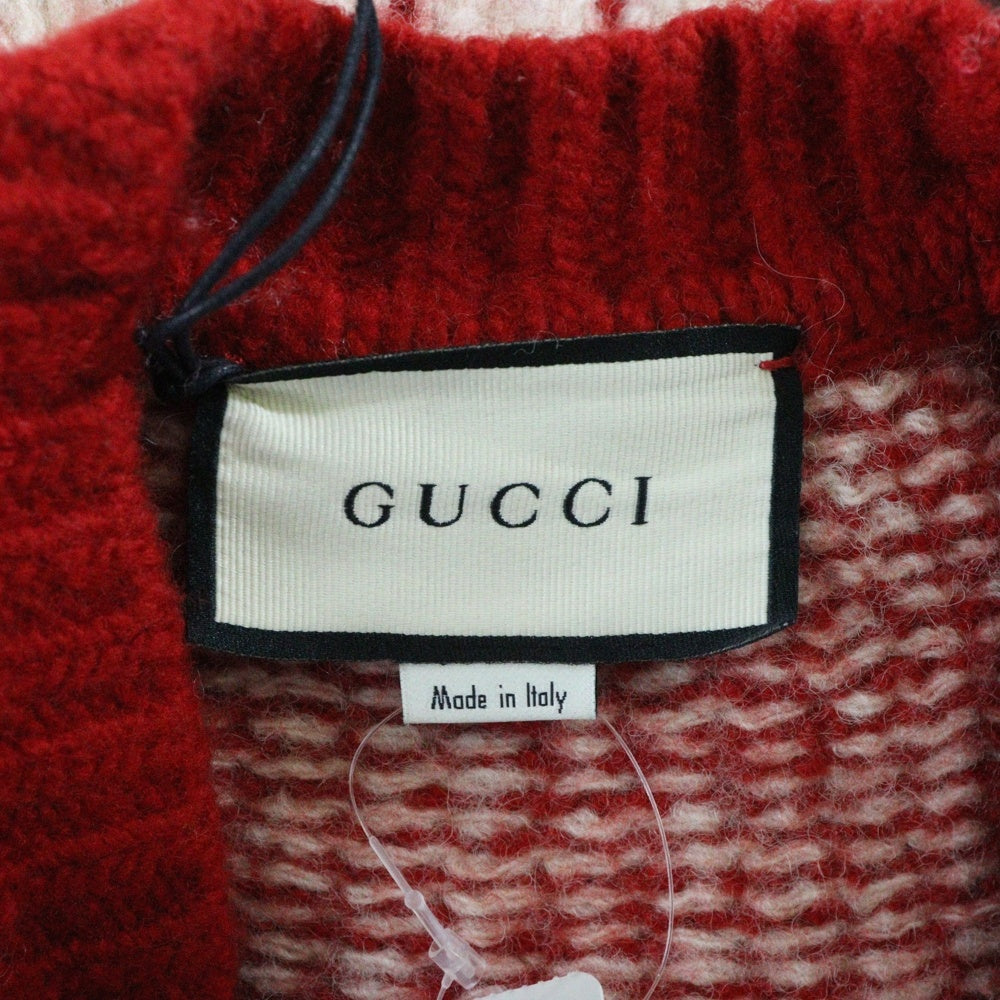 GUCCI(グッチ) Jacquard Thick Wool Knitted Cardigan ジグザグ ウール ニット カーディガン レッド 633825 XKBIZ 9118