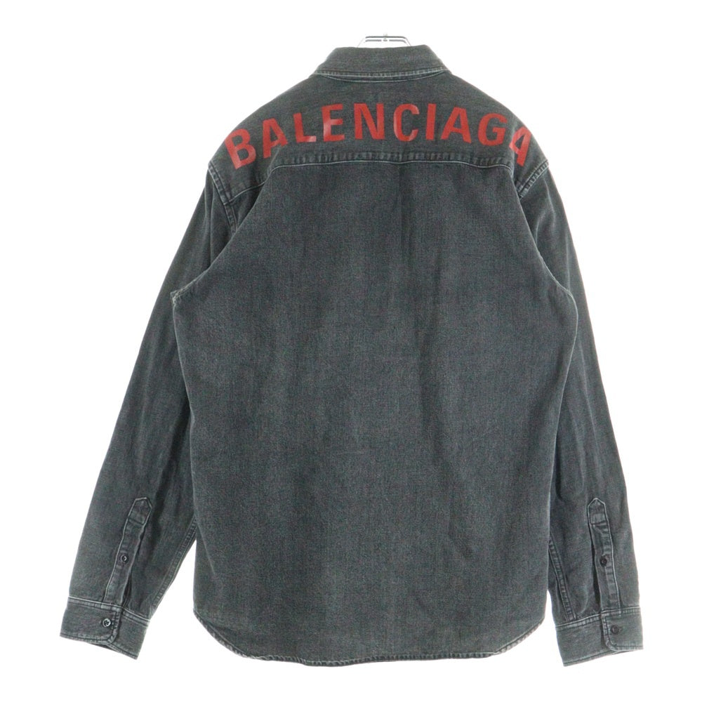 BALENCIAGA(バレンシアガ) バックロゴプリント デニムウエスタンシャツ グレー 571365 TBP19