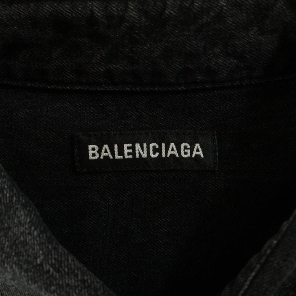 BALENCIAGA(バレンシアガ) バックロゴプリント デニムウエスタンシャツ グレー 571365 TBP19