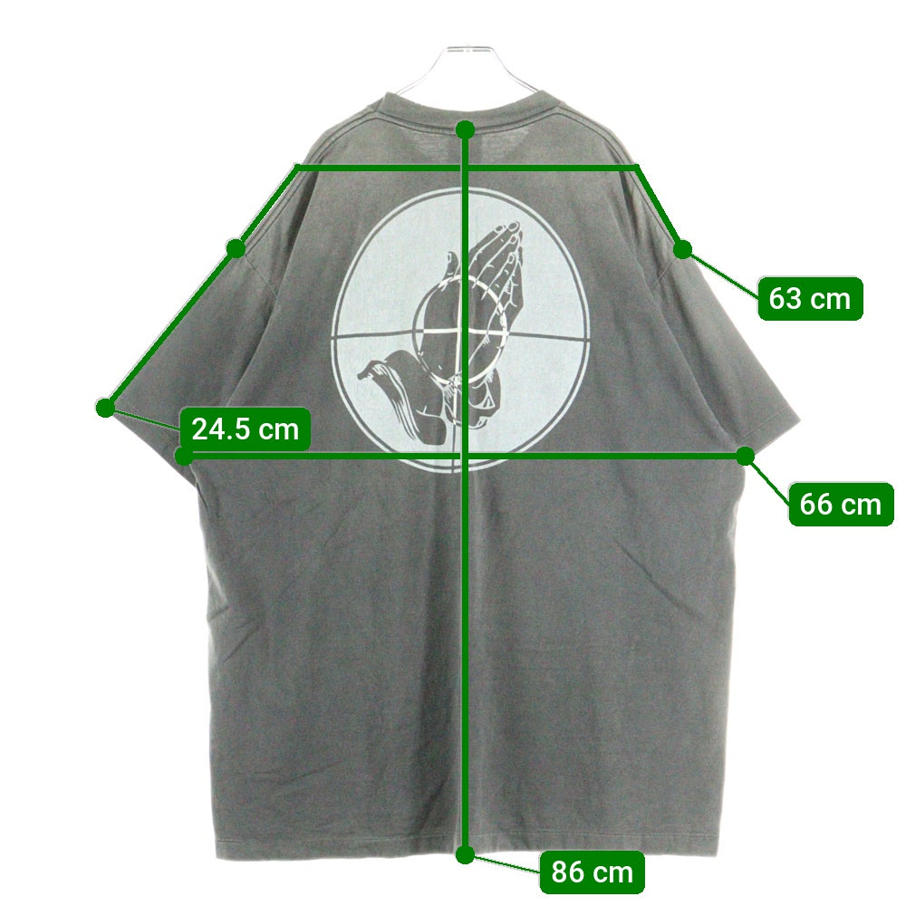 SAINT MICHAEL(セントマイケル) 25SS ×FEAR OF GOD SNT OF GOD FG_SS TEE VINTAGE加工 セントオブゴッド 両面プリント クルーネック 半袖Tシャツ カットソー グレー SM-HR8-0000-C01