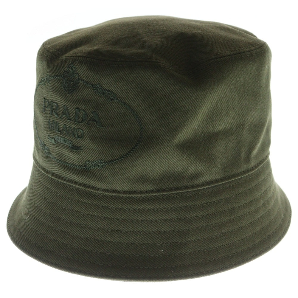 PRADA(プラダ) フロントロゴ刺繍 バケットハット カーキ