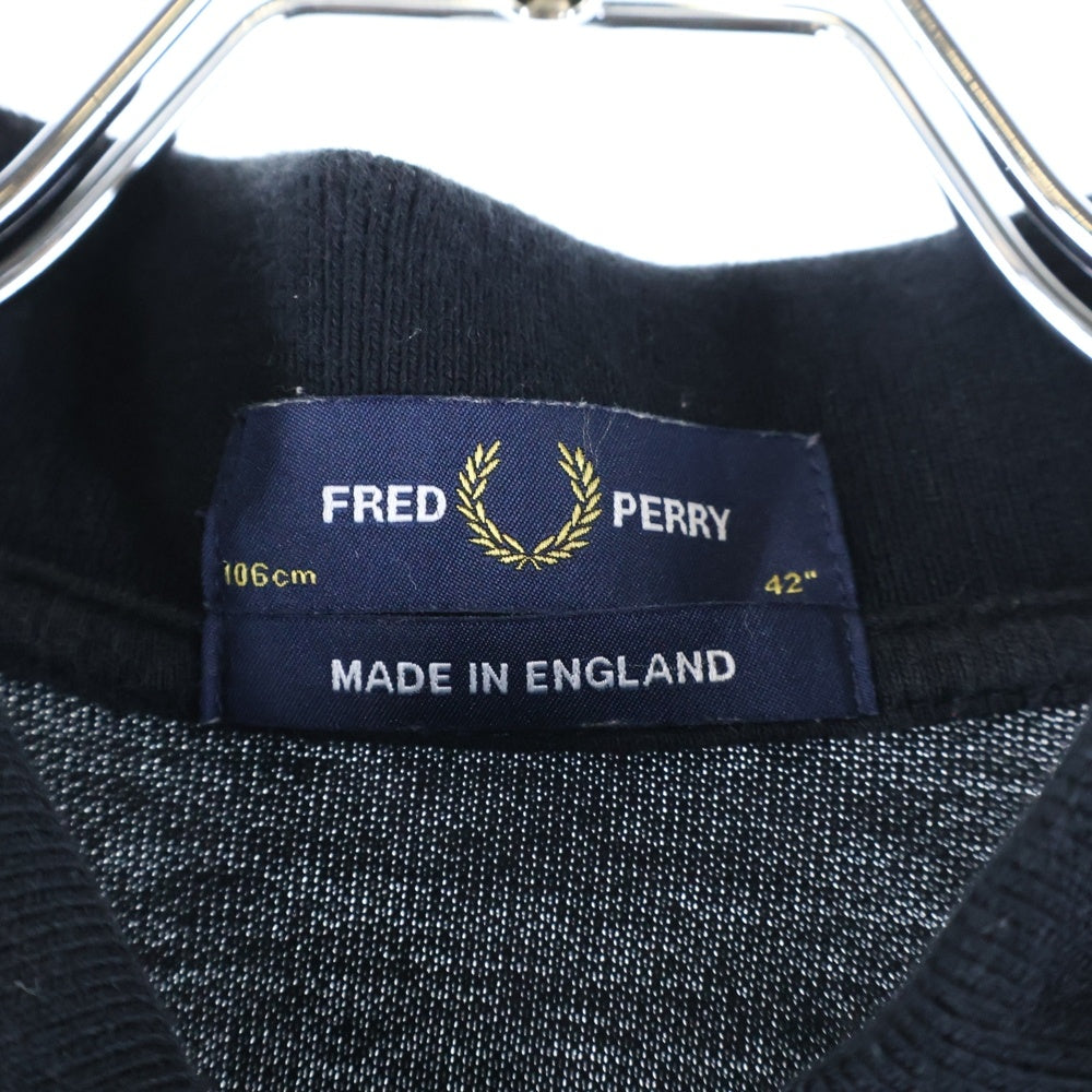 FRED PERRY(フレッドペリー) フロントロゴ刺繍 コットン ポロシャツ ブラック