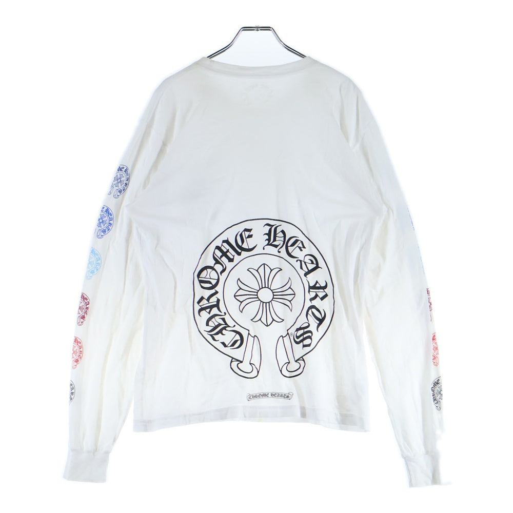 CHROME HEARTS(クロムハーツ) Multi Color Horseshoe L/S Tee マルチカラー ホースシュー プリント ロングスリーブ Tシャツ 長袖カットソー ホワイト
