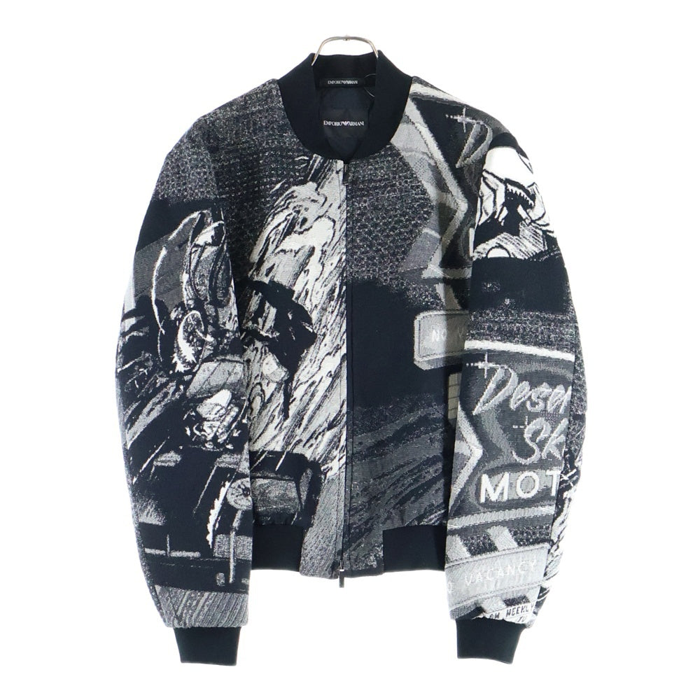 EMPORIO ARMANI(エンポリオアルマーニ) 総柄 ジップアップ ブルゾンジャケット ブラック I1R310 I1019