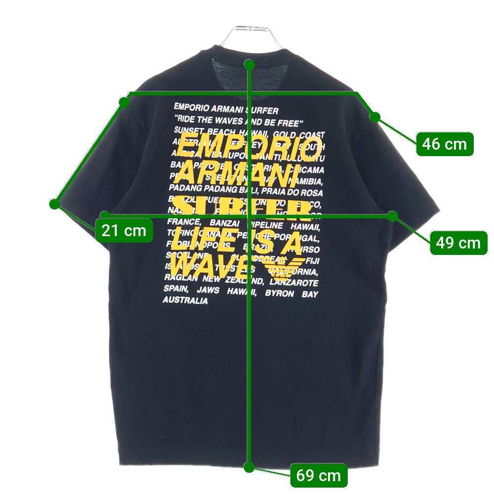 GIORGIO ARMANI(ジョルジオアルマーニ) 両面プリント クルーネック 半袖Tシャツ ブラック 3L1TCV 1JUFZ