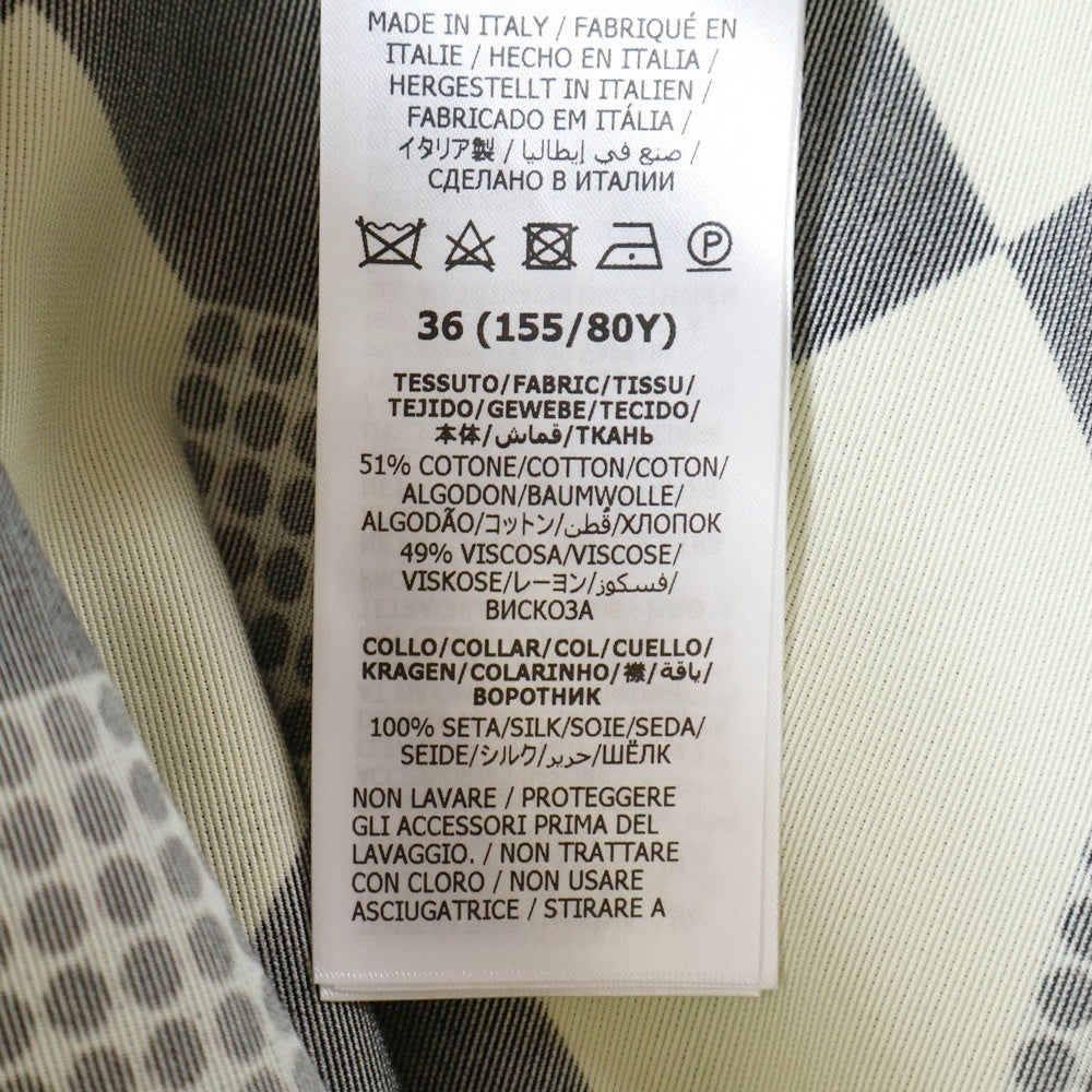 GUCCI(グッチ) オプティカル シルク プリーツ ワンピース ホワイト/ブラック 681386 ZAH41