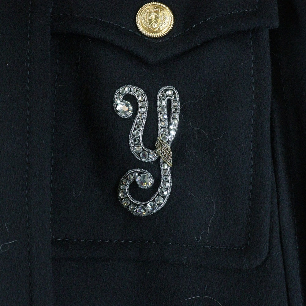 GUCCI(グッチ) イニシャルラインストーン ウール ケープコート ブラック 622522 ZAEF6