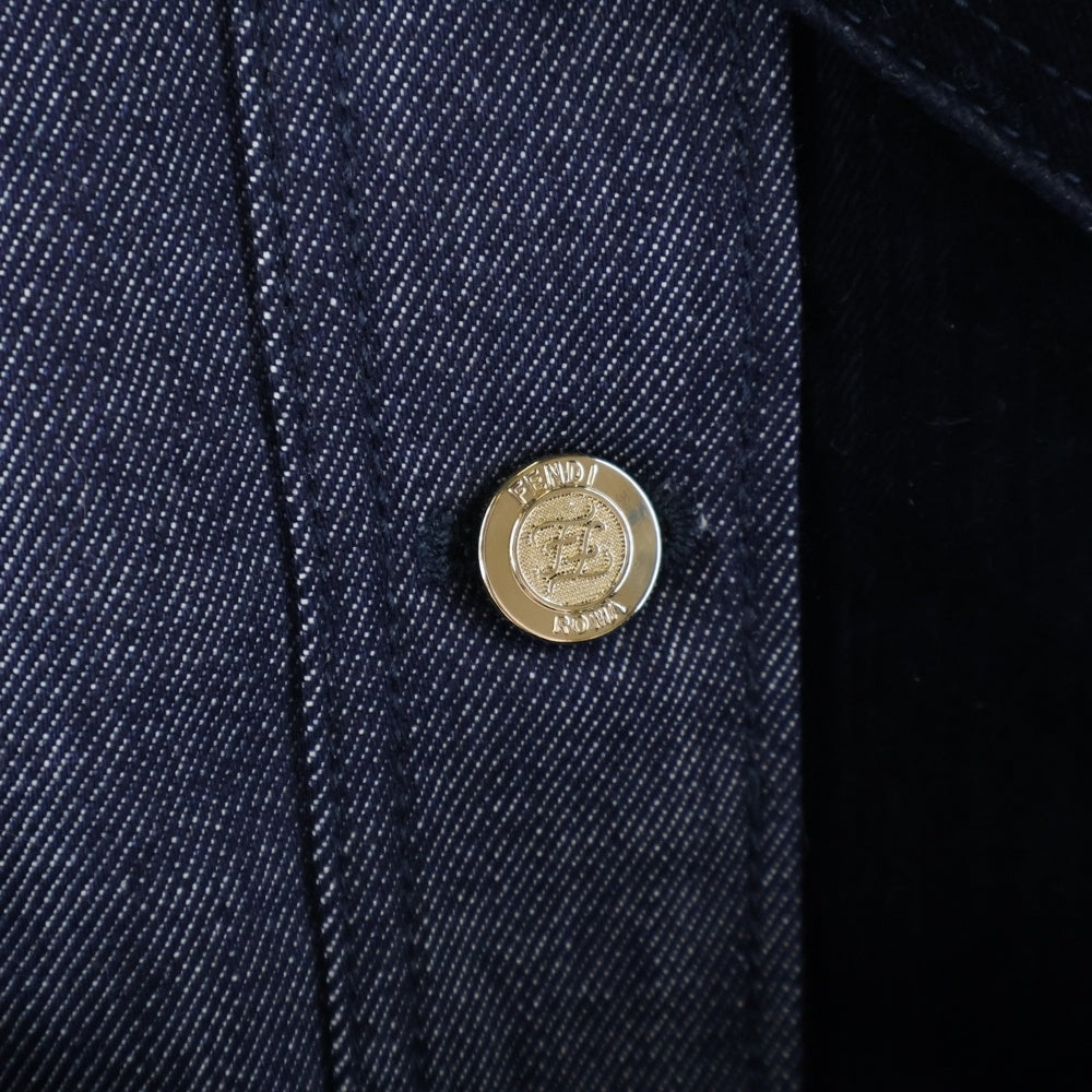FENDI(フェンディ) ロゴ刺繍 ベロア切替 デニム レディース デニム コート 12CPF-21-2756