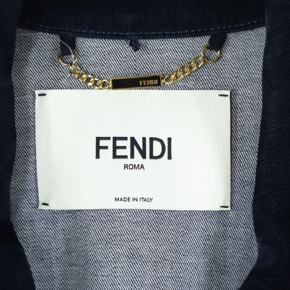 FENDI(フェンディ) ロゴ刺繍 ベロア切替 デニム レディース デニム コート 12CPF-21-2756