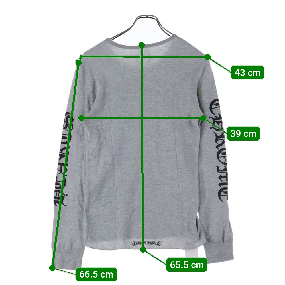 CHROME HEARTS(クロムハーツ) Thermal L S 袖ロゴプリントサーマル長袖カットソー グレー