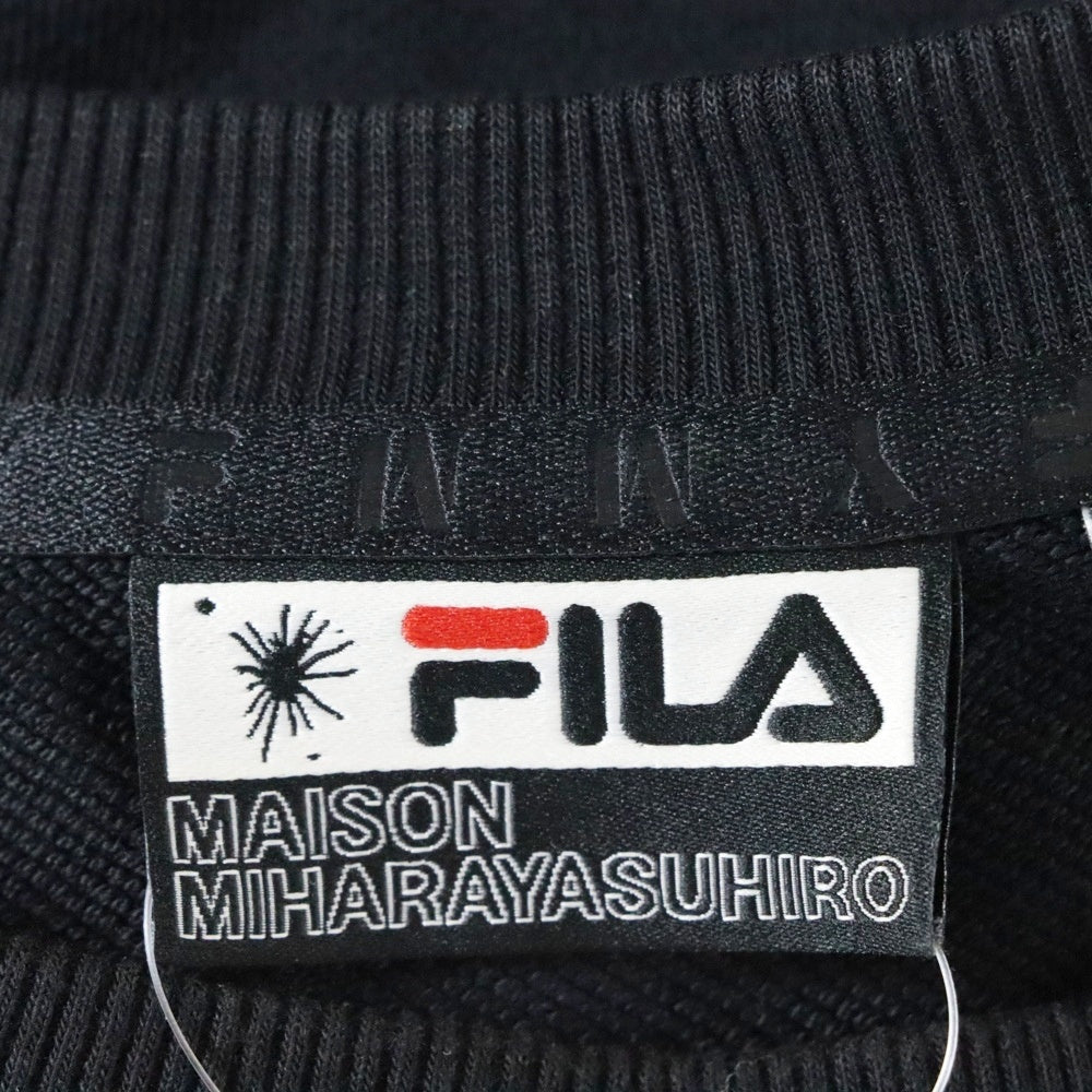 MAISON MIHARAYASUHIRO(メゾンミハラヤスヒロ) ×FILA フィラ パッチワーク プルオーバー スウェット トレーナー ブラック P07SW202