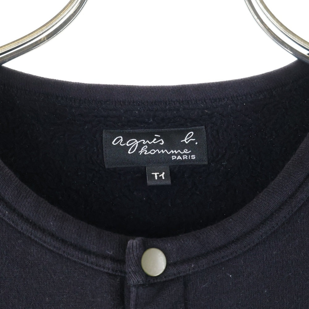 agnes b.(アニエスベー) Snap Cardigan ボタンフライ コットン カーディガン ブラック 2313M001