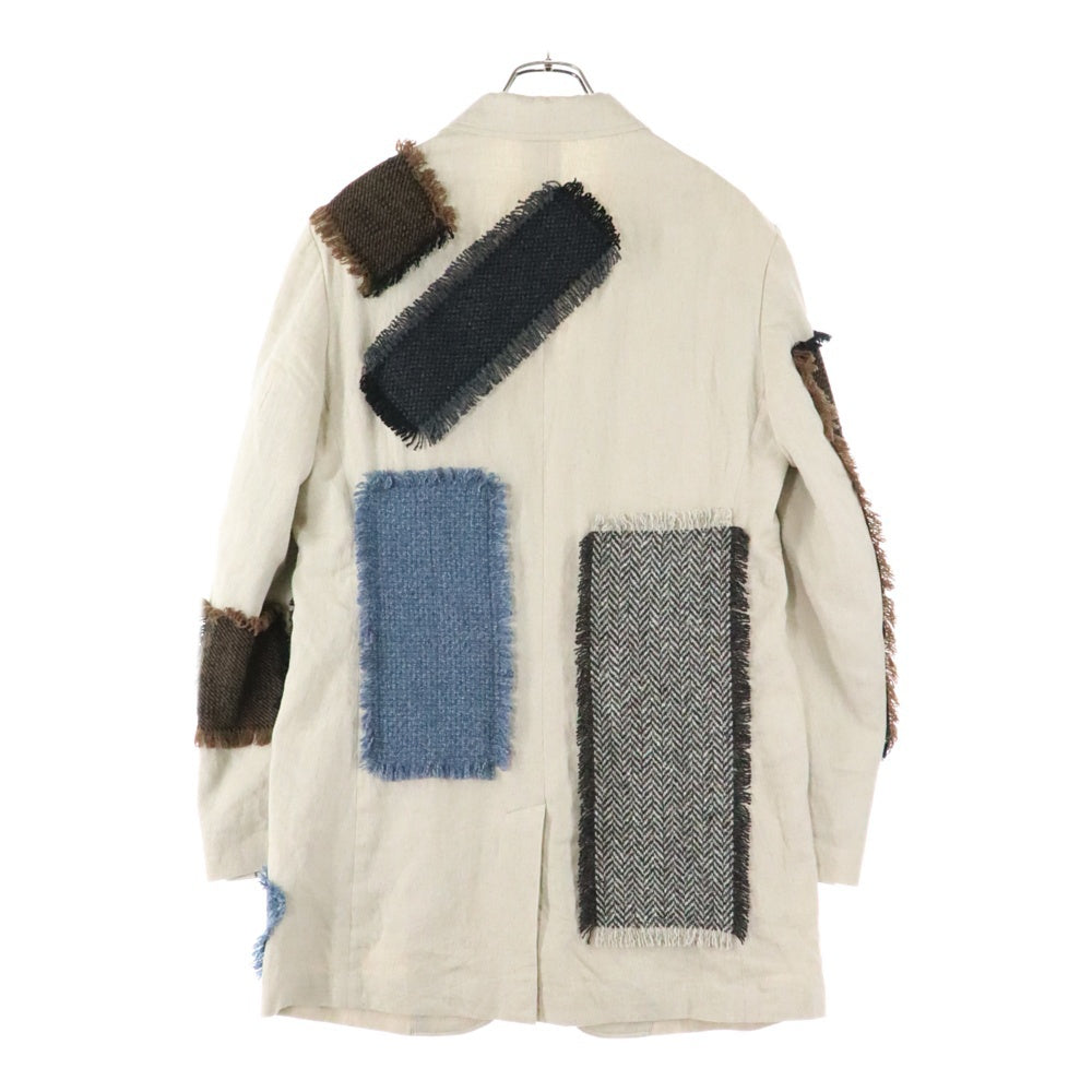 Yohji Yamamoto POUR HOMME(ヨウジヤマモト プールオム) 4ポケット大見返しJ パッチワーク リネン ジャケット アイボリー HZ-J69-305