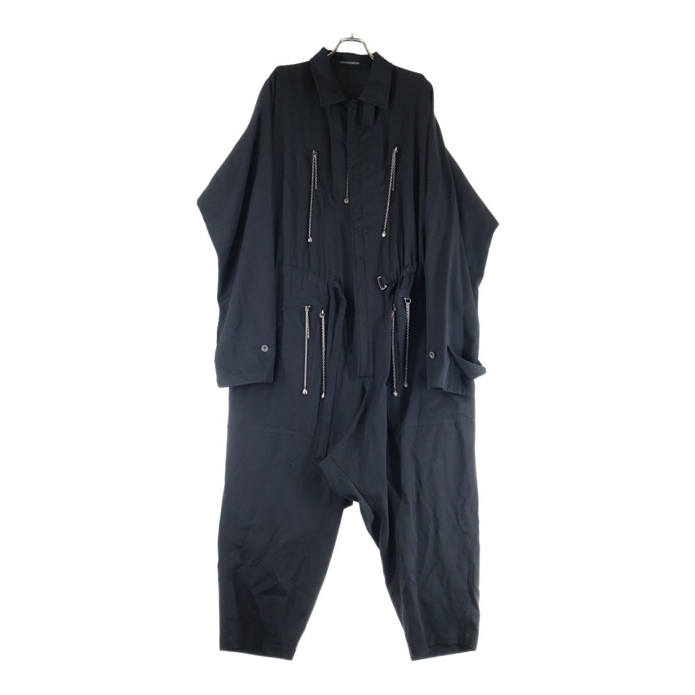Yohji Yamamoto POUR HOMME(ヨウジヤマモト プールオム) 21AW ギャバファスナーツナギ サルエル マルチポケット オールインワン ブラック HX-D13-100