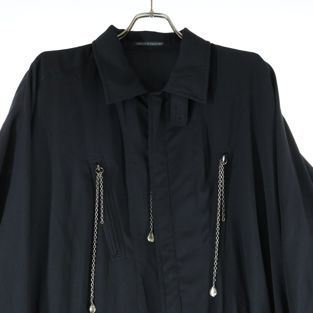 Yohji Yamamoto POUR HOMME(ヨウジヤマモト プールオム) 21AW ギャバファスナーツナギ サルエル マルチポケット オールインワン ブラック HX-D13-100