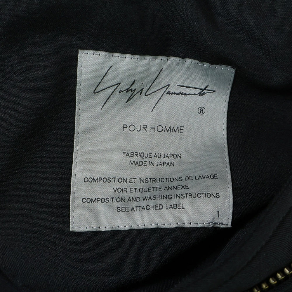 Yohji Yamamoto POUR HOMME(ヨウジヤマモト プールオム) 21AW ギャバファスナーツナギ サルエル マルチポケット オールインワン ブラック HX-D13-100