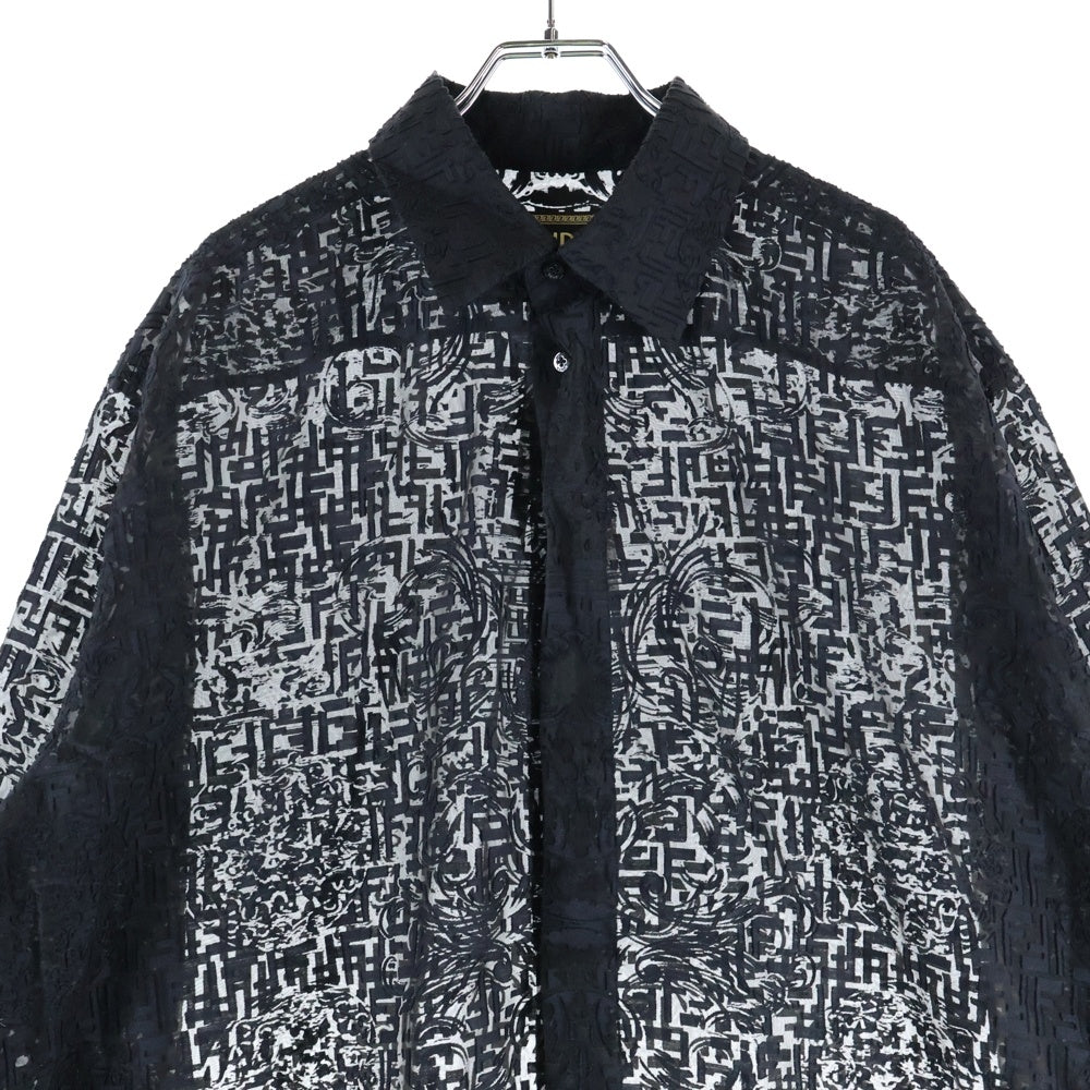 FENDI(フェンディ) ×VERSACE フェンダーチェ シースルーシャツ 長袖シャツ ブラック 12CPF-22-573