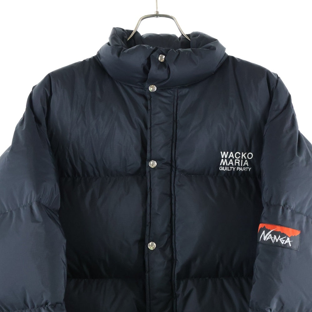 WACKO MARIA(ワコマリア) ×NANGA ダウンジャケット ロゴ刺繍 ナイロン グースダウン 止水ジップ ブラック