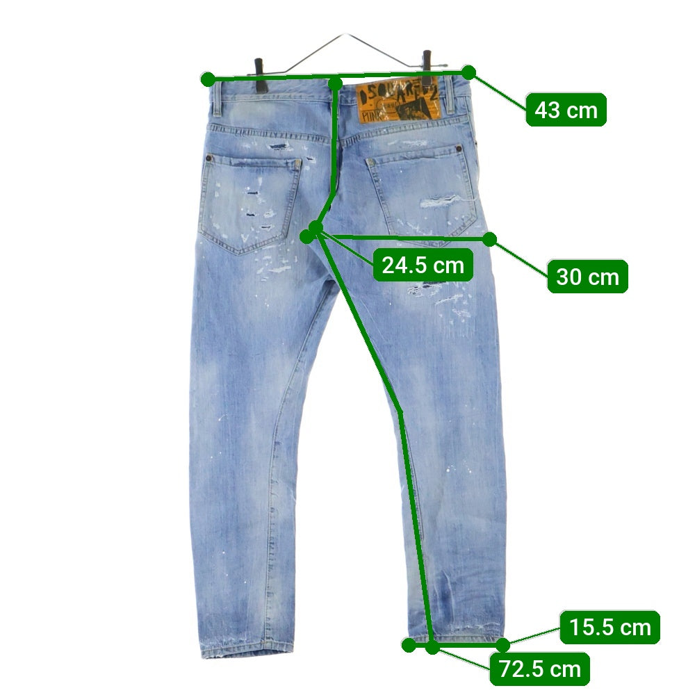DSQUARED2(ディースクエアード) 19SS ダメージスキニー デニム ジーンズ リペア S71LB0627 インディゴ