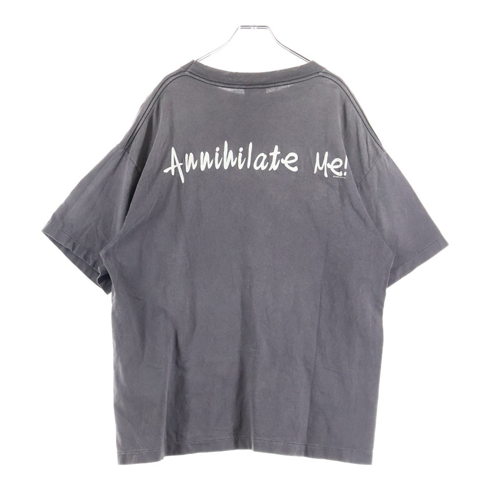 SAINT MICHAEL(セントマイケル) 24AW 半袖 クルーネック Tシャツ グラフィック プリント ヴィンテージ加工 ブラック SM-YS1-0000-001