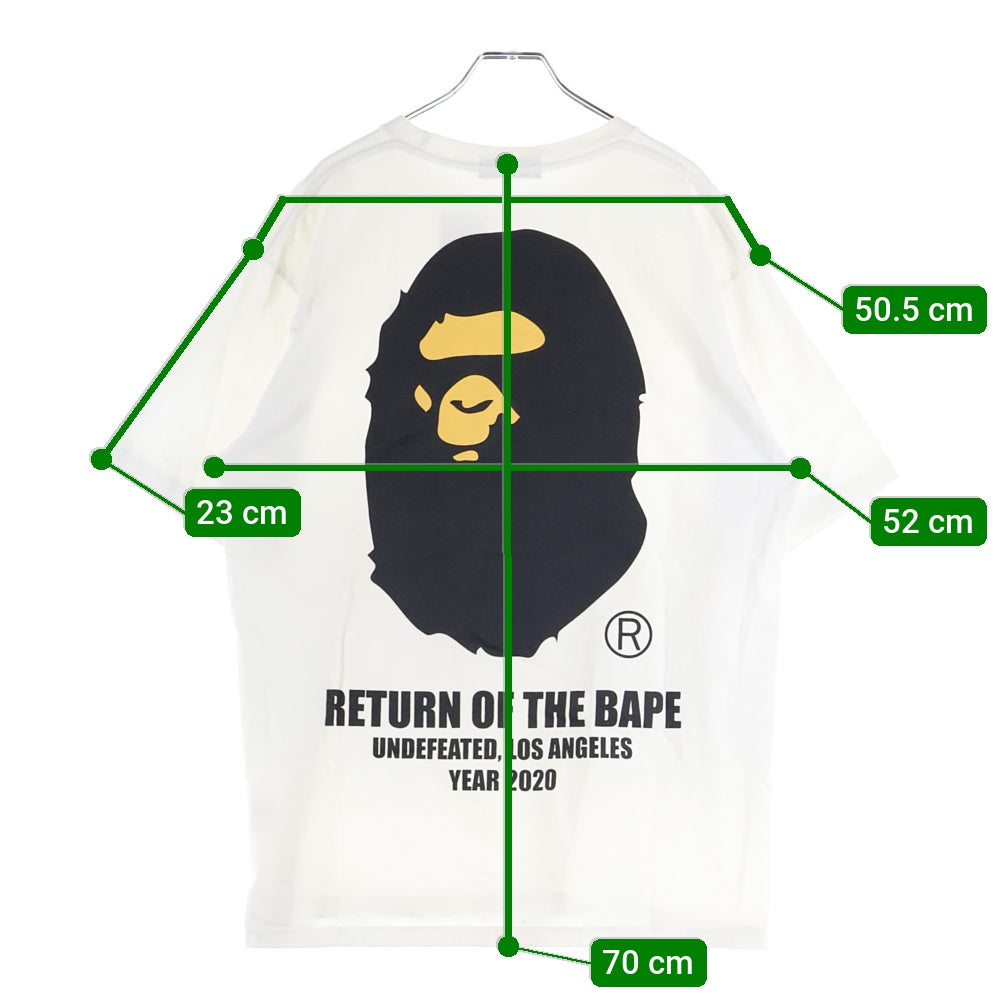 A BATHING APE(アベイシングエイプ) ×UNDEFEATED バックプリント ロゴプリント エイプヘッド ホワイト 001TEG731906X