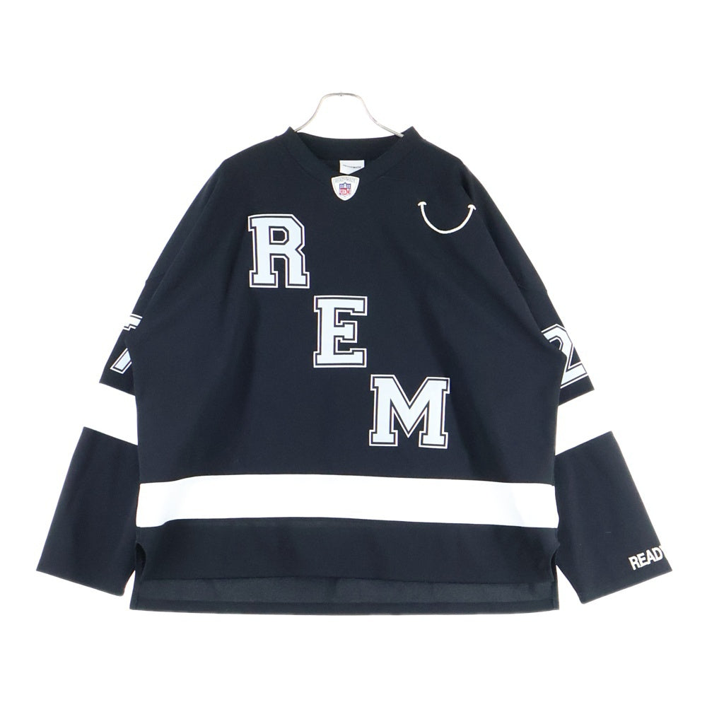 READY MADE(レディメイド) GAME SHIRT SMILE スマイル刺繍 長袖ゲームシャツ ブラック RE-P0-BK-00-00-249