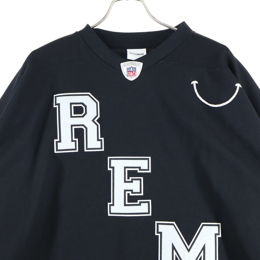 READY MADE(レディメイド) GAME SHIRT SMILE スマイル刺繍 長袖ゲームシャツ ブラック RE-P0-BK-00-00-249