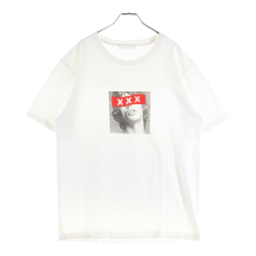 GOD SELECTION XXX(ゴッドセレクショントリプルエックス) フロントプリント クルーネック 半袖Tシャツ ホワイト GX-A20-ST-22