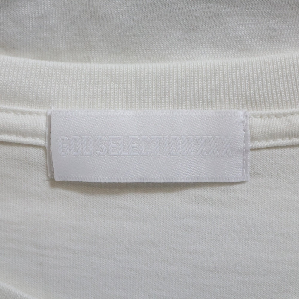 GOD SELECTION XXX(ゴッドセレクショントリプルエックス) フロントプリント クルーネック 半袖Tシャツ ホワイト GX-A20-ST-22