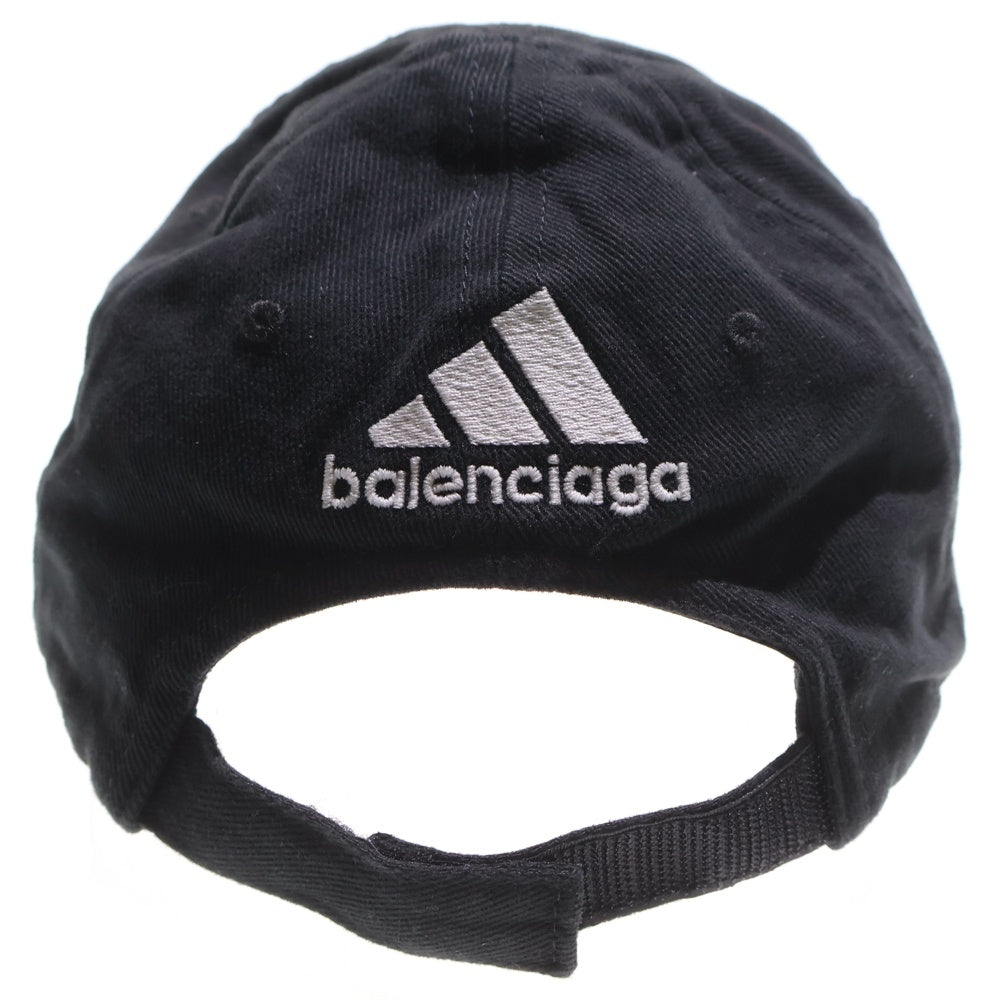 BALENCIAGA(バレンシアガ) ×ADIDAS ロゴストライプ ベースボールキャップ ブラック 712160 410B2